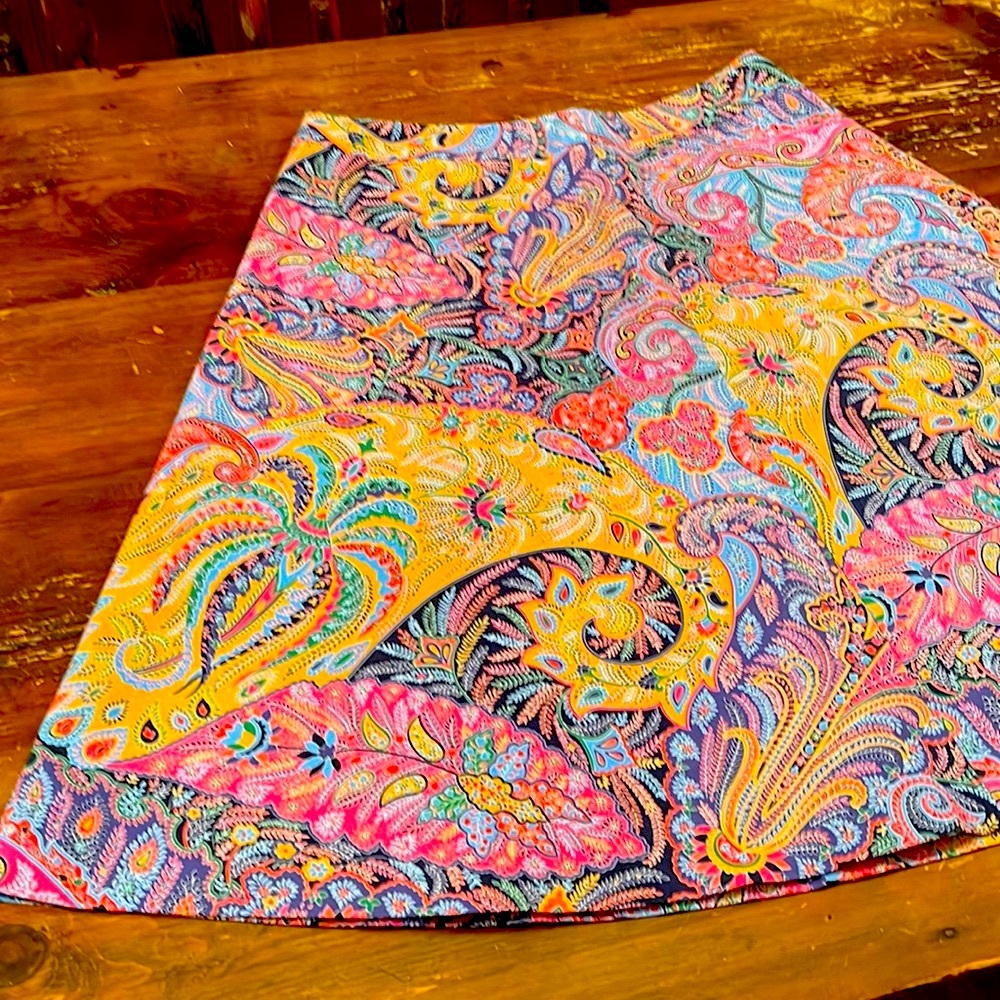 J. McLaughlin Paisley Skirt - A-line - Size 12. Back zip. Blue lining.